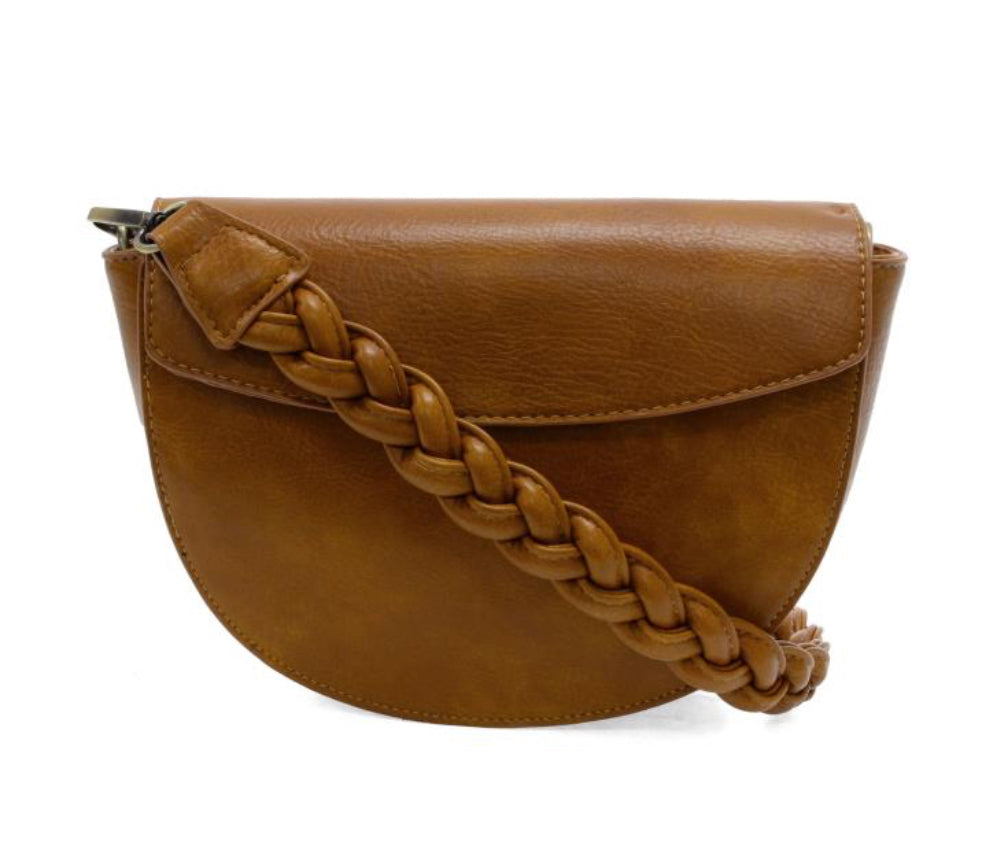 Myra Bag Upcycled Canvas & Leather Shoulder Bag - Apricot Brown, One Size, Vintage Boho Style