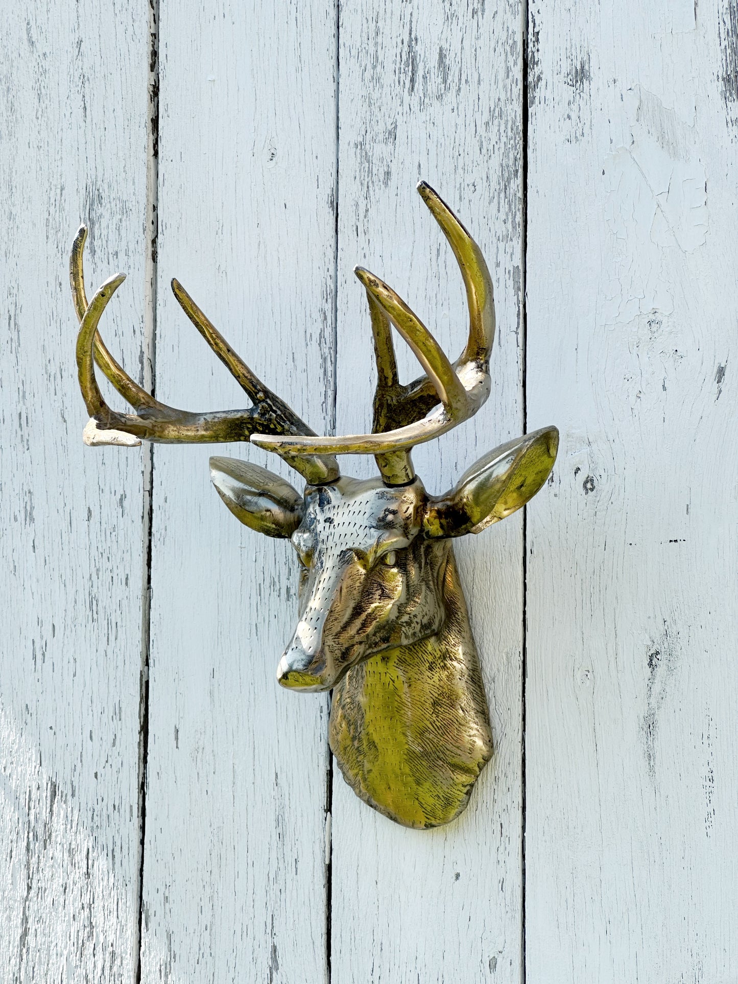 ANTIQUE GOLD DEER HEAD WALL HANGER
