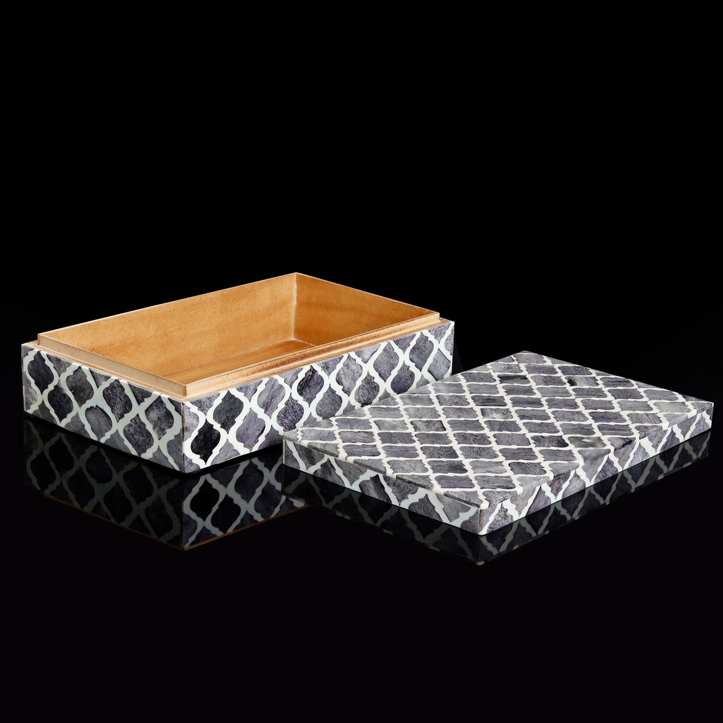 Decorative Box Moroccan Grey & White 10x6x2.5 Inch: Moroccan Grey
