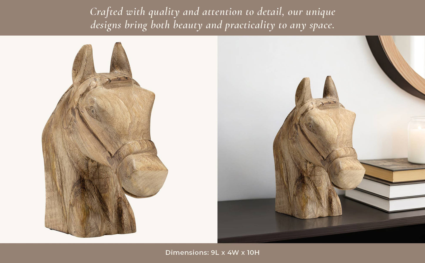 Wooden Modern Novelty Horse Head Figurine