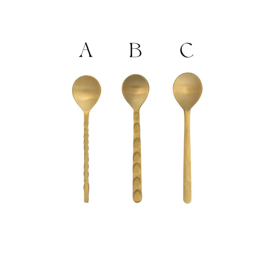 Brass Spoon with Sculpted Handle, 3 Styles