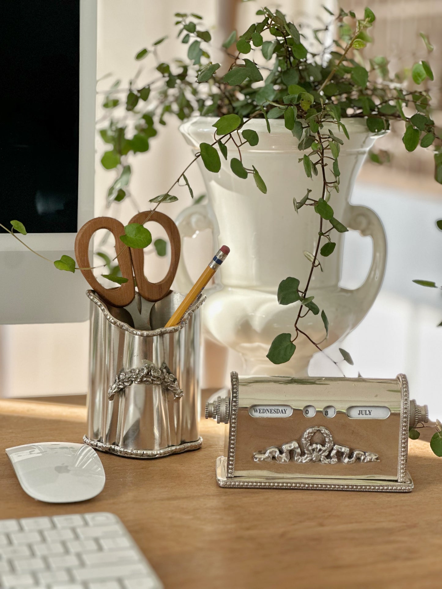 Silver Brass Vintage Style Calendar