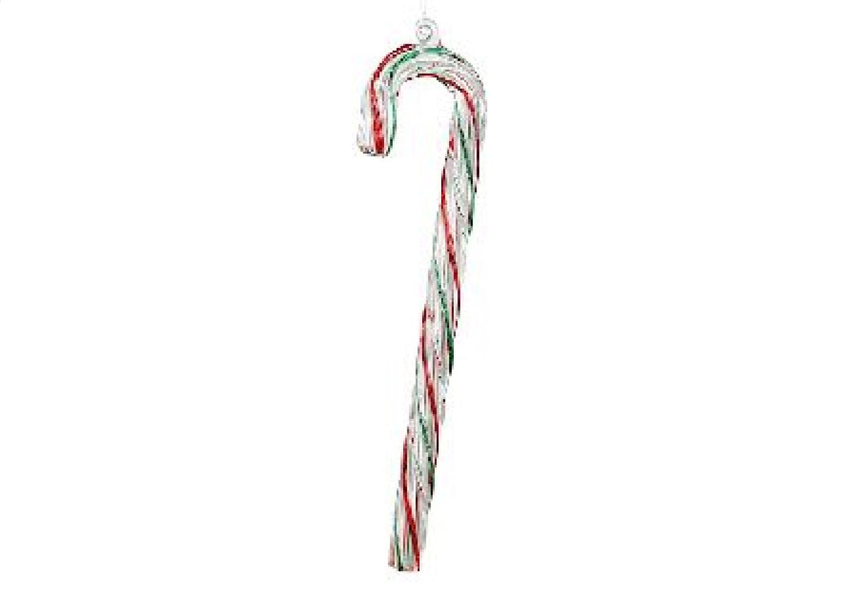Glass candy stick clear-red -green