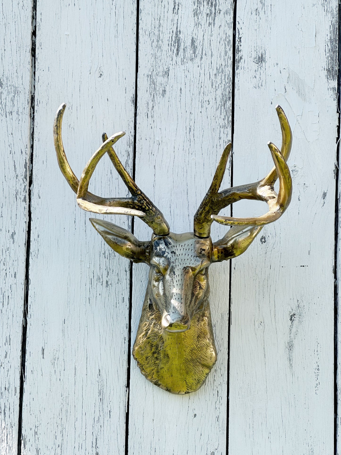 ANTIQUE GOLD DEER HEAD WALL HANGER