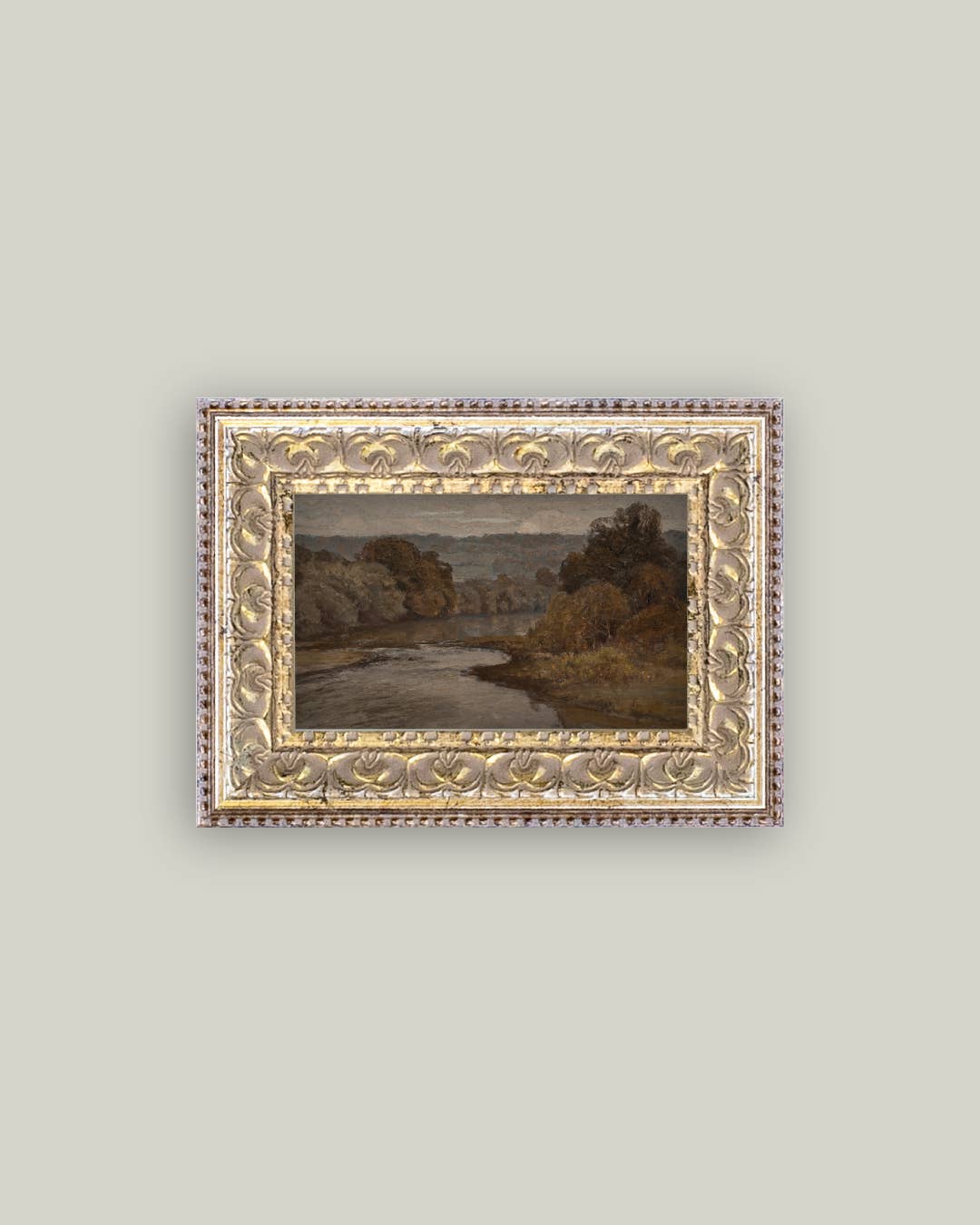 Autumn River Framed Antique Art: 20x12
