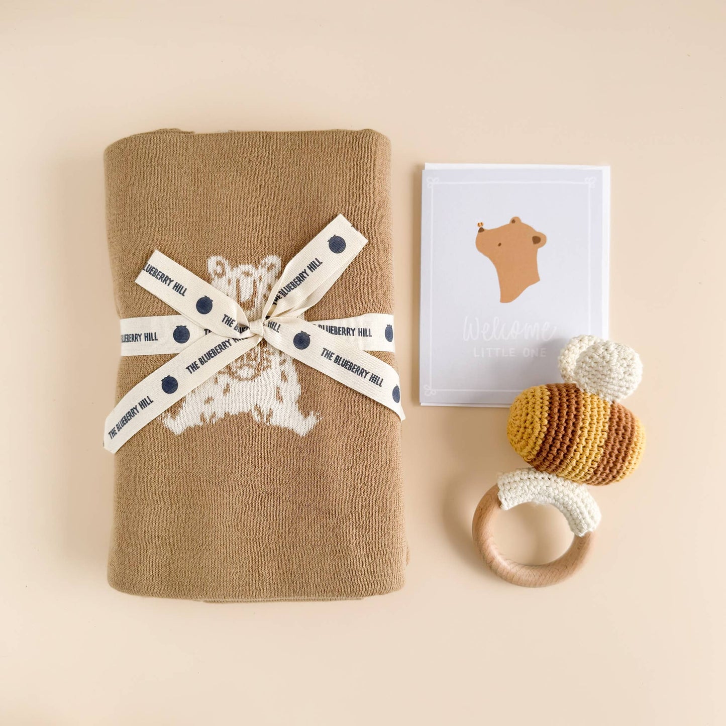 Bee Bear Greeting Card Welcome Baby