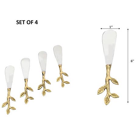 Gold Leaf Bud Handle Spreaders, Set of 4