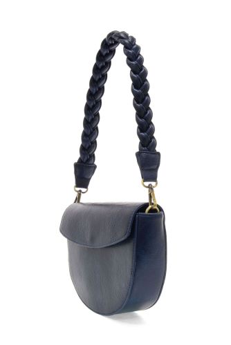 Navy Linda Crescent Crossbody w/Braided Strap