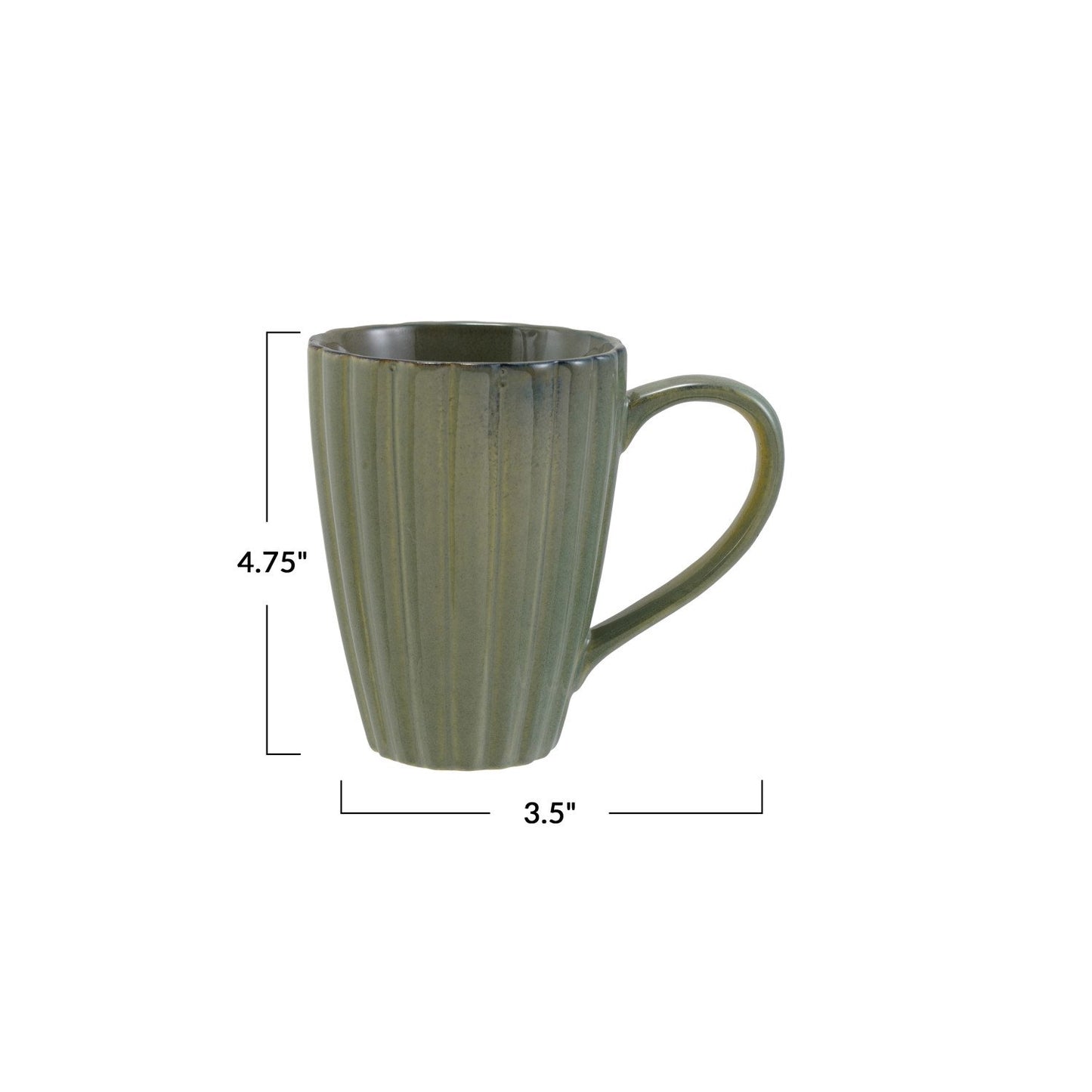 Sage Stoneware Ribbed Mug