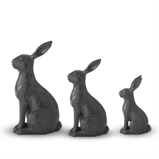 Black Resin Faux Cast Iron Rabbits