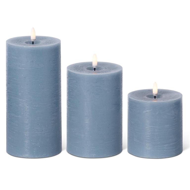 Light Blue ON/OFF Touch LED Pillar Candles w/Timer