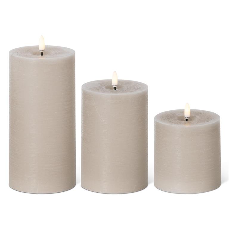 Taupe ON/OFF Touch LED Pillar Candles w/Timer