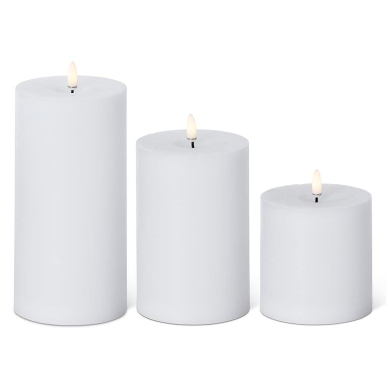 White ON/OFF Touch LED Pillar Candles w/Timer
