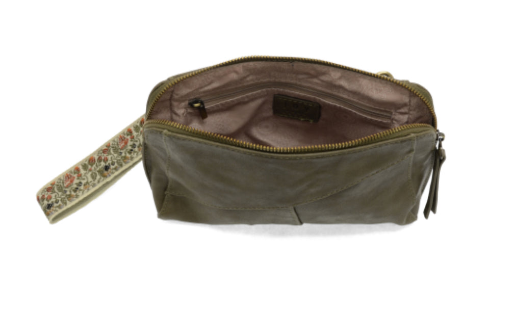 Olive Gigi Crossbody with Woven Wristlet Strap