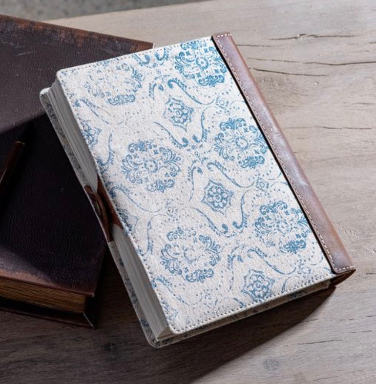 BLUE FLEUR CANVAS LEATHER JOURNAL