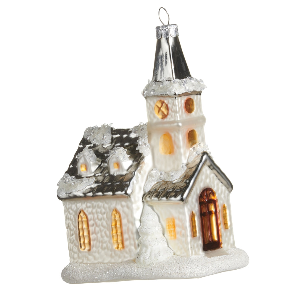 Snowy Church Ornament