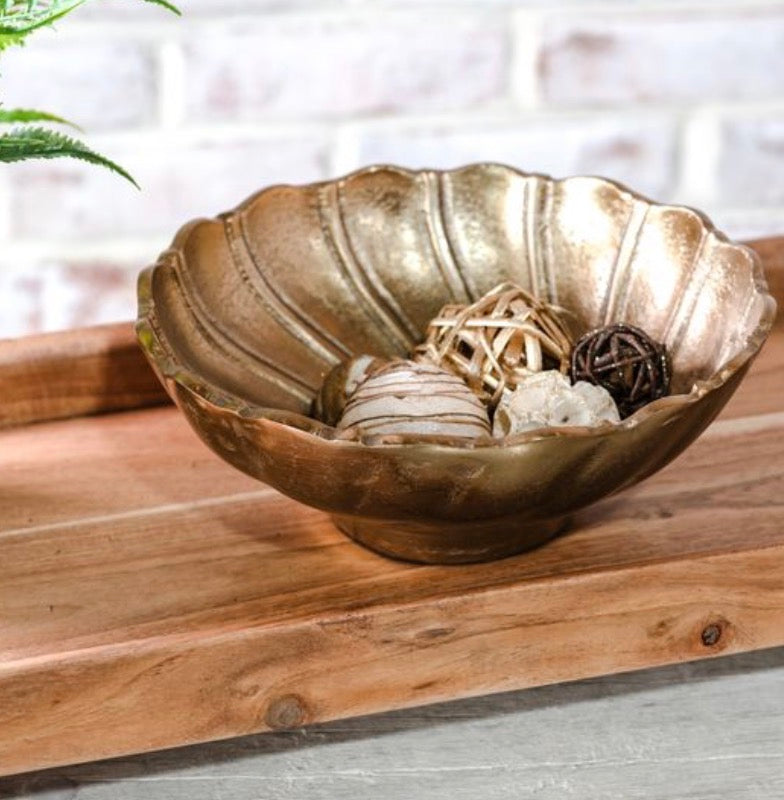 ANTIQUE BRASS DECO BOWL