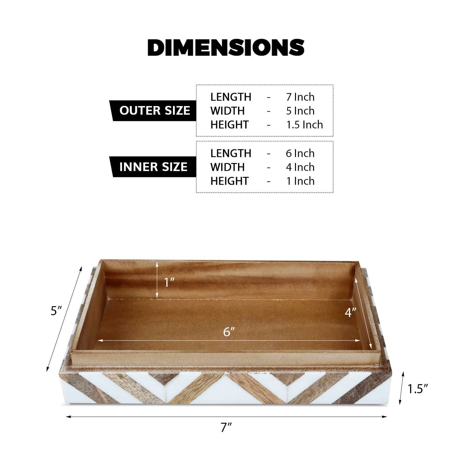 Decorative Box Marquet Array Brown & White 5 x 7 x 1.5 Inch: 5X7X1.5 inch