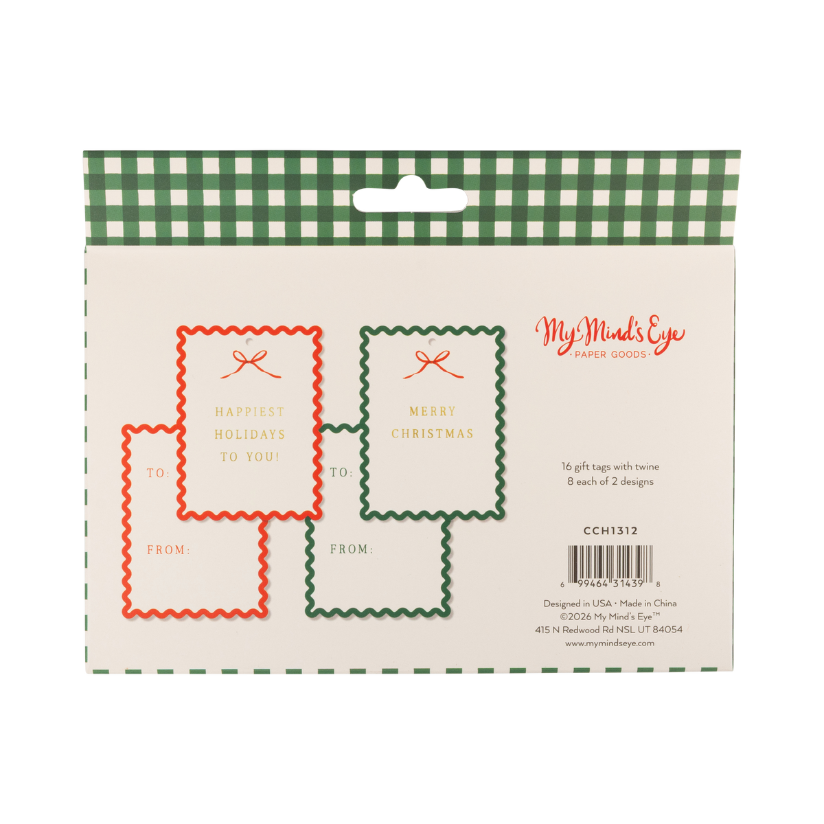 CCH1312 - Ric Rac Edge Gift Tags (16ct)