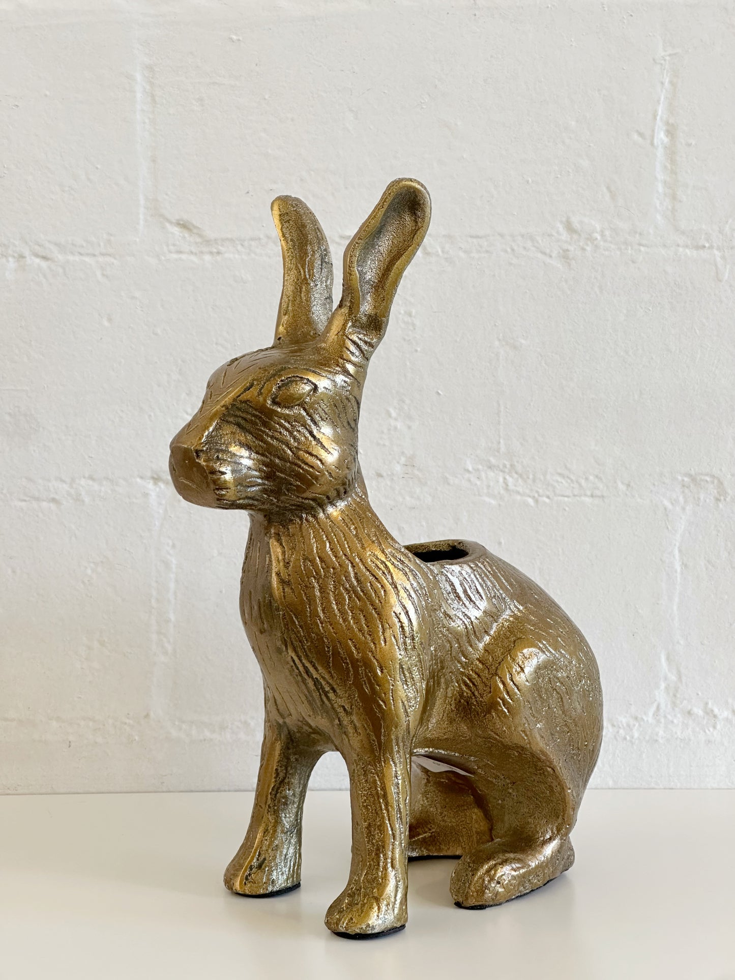 Gold Rabbit Hare Metal Vase