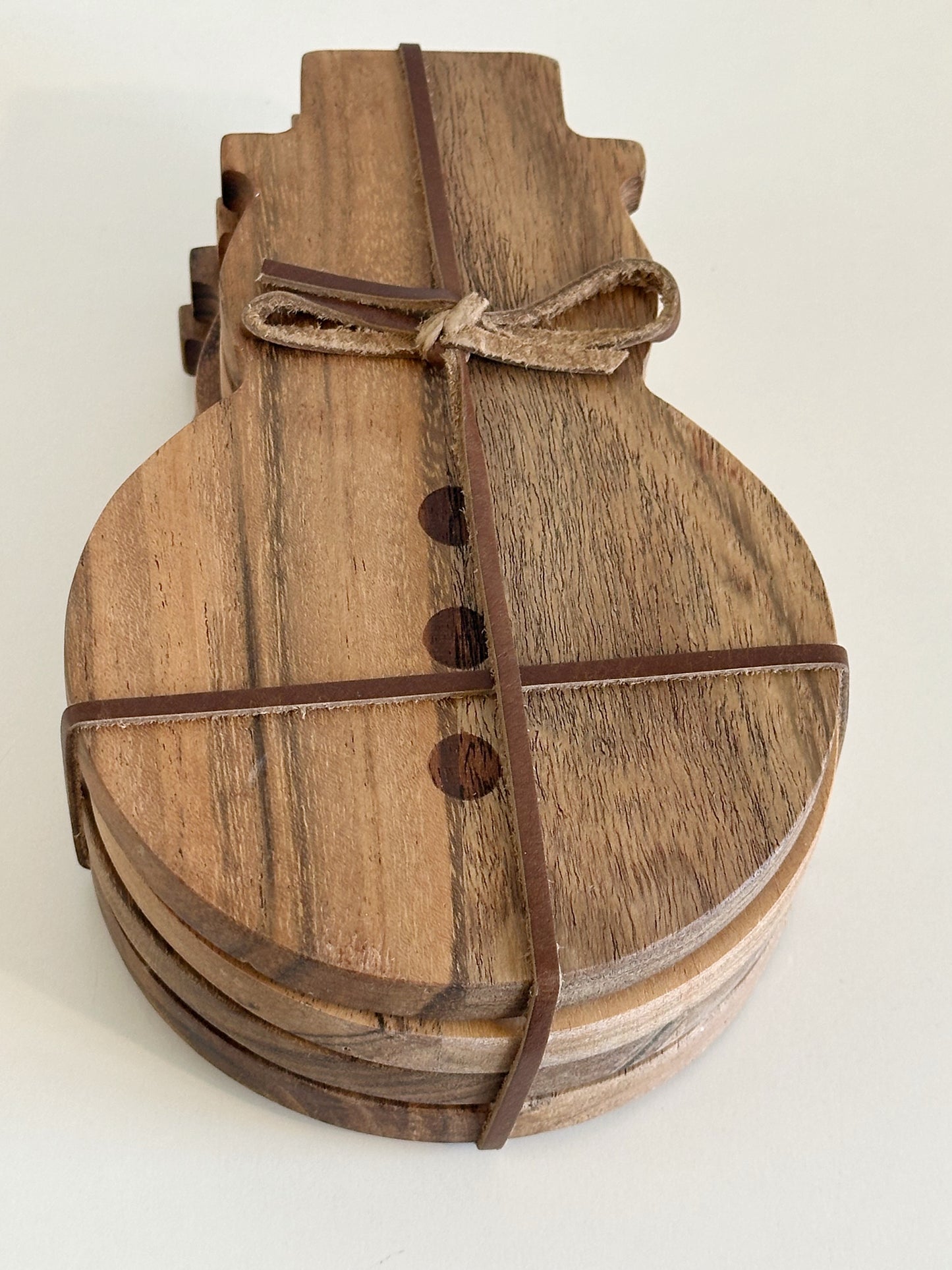 WOOD SNOWMAN COASTERS SET OF 4