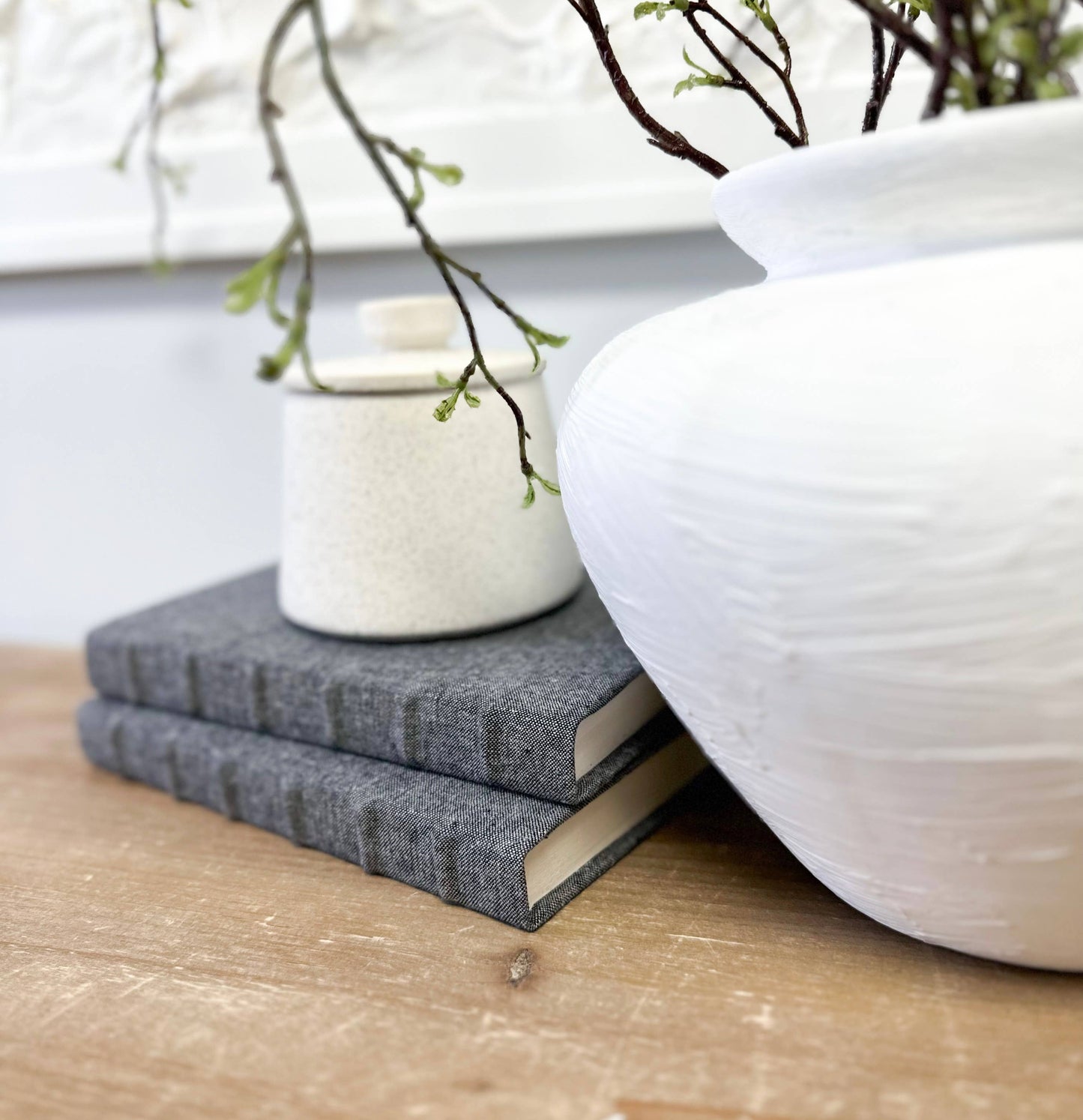 Decorative Book for Shelf Decor -Charcoal Linen Covered