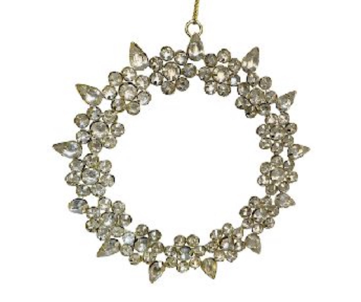 Rhinestone Wreath Ornament Gold Frame Ornament
