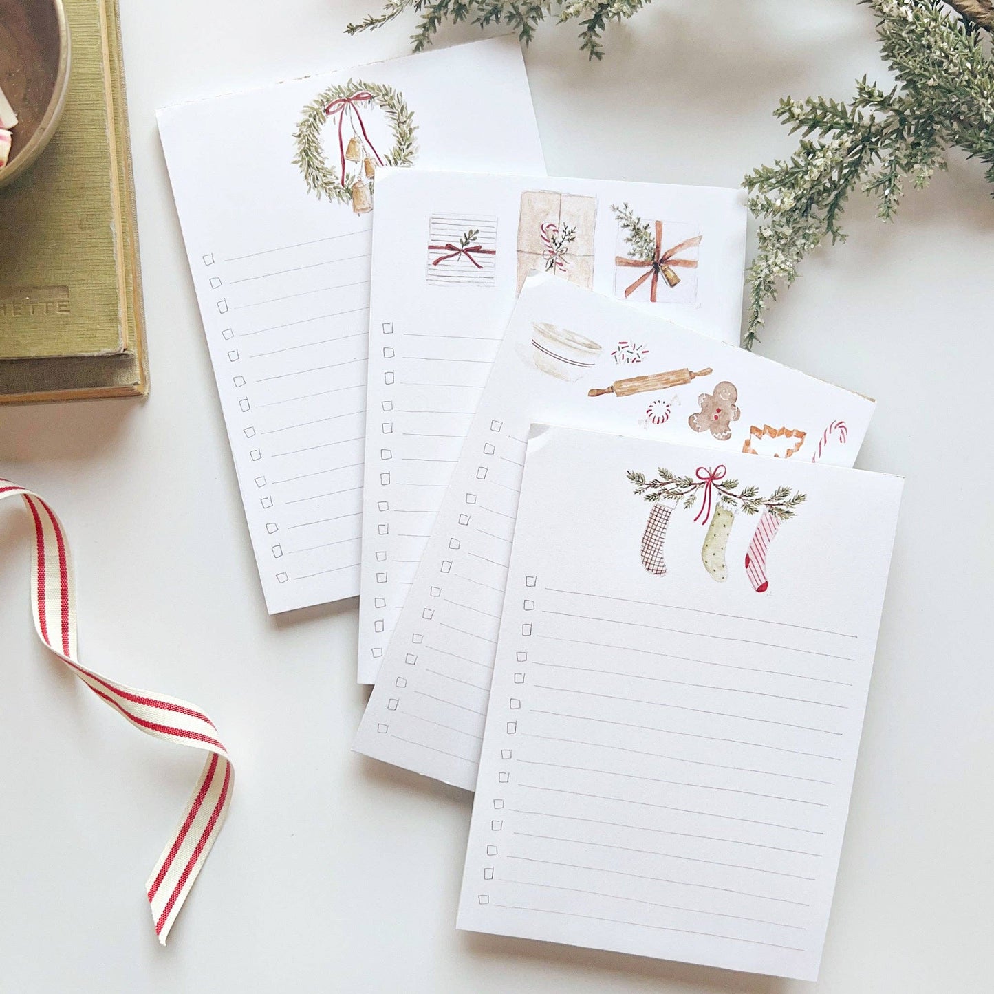Christmas checklist notepad: Bell wreath