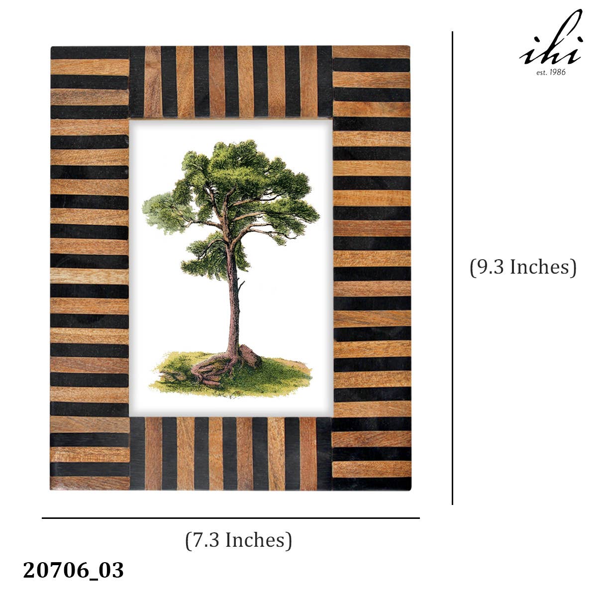 Ebony & Ivory Striped Wood Photo Frame, 5x7