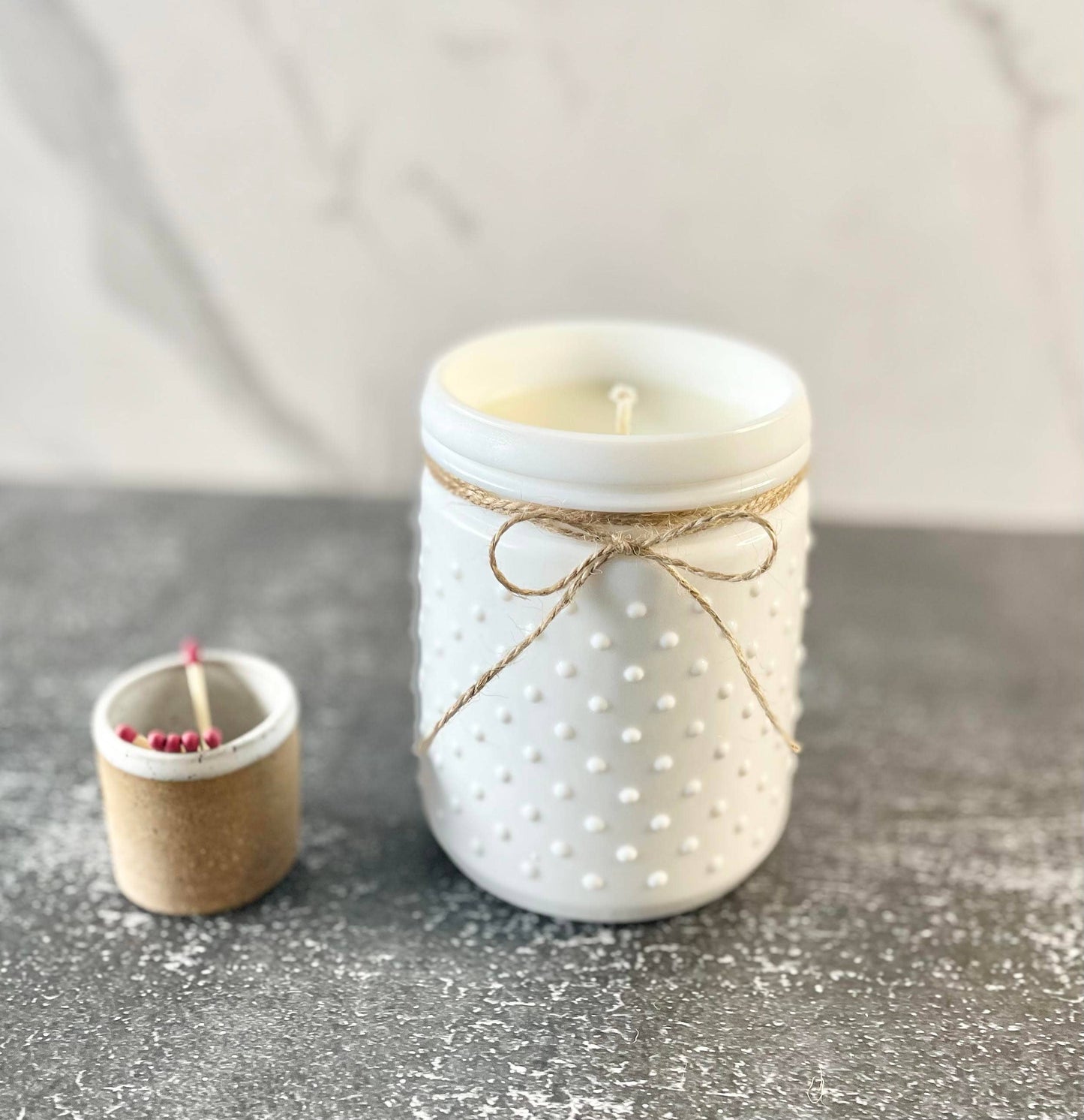 Hobnail Jar - White - 24 Ounces: Farmhouse Kitchen (Citrus-Cinnamon-Sugar-Vanilla)