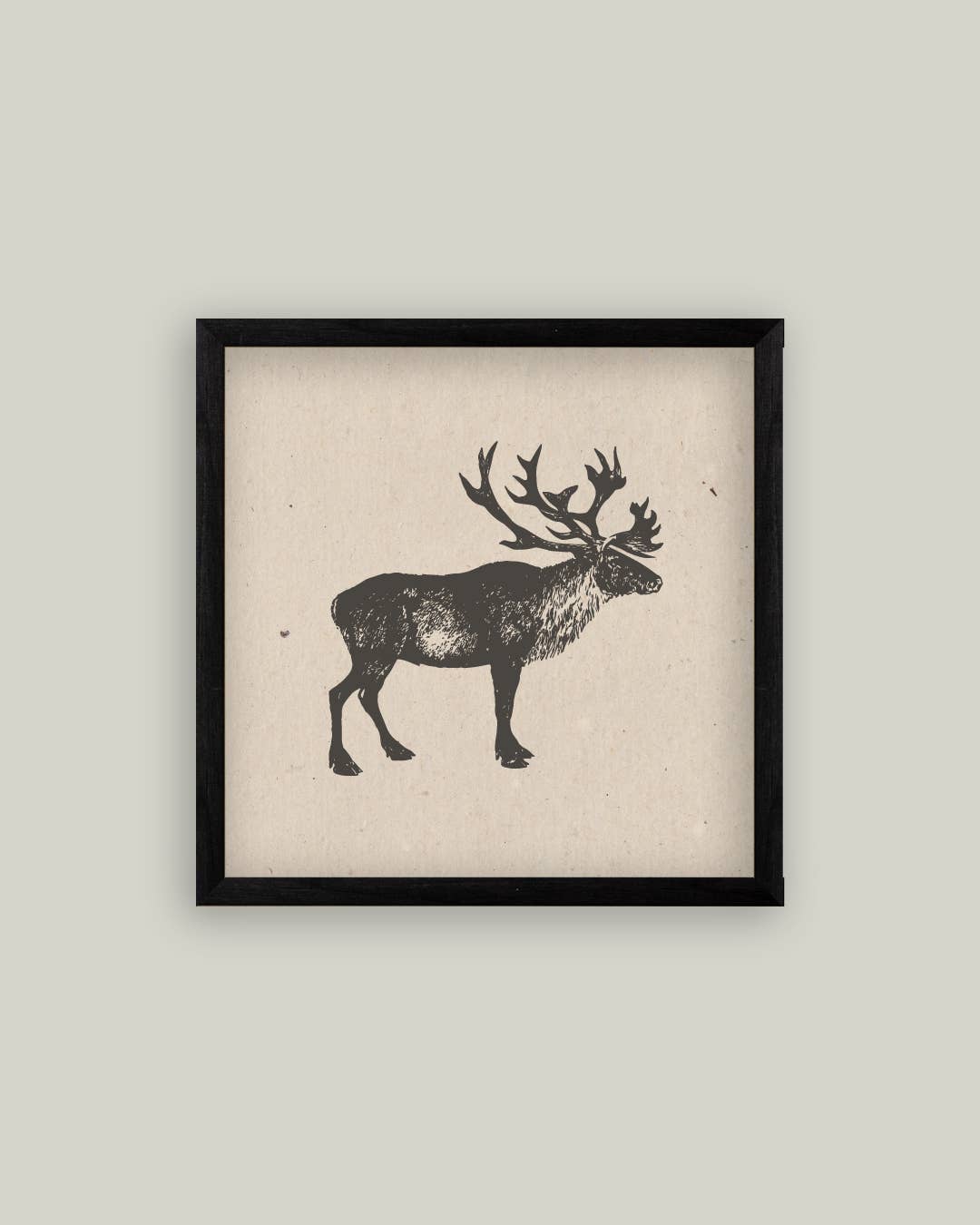 Caribou Framed Antique Art: 8x8