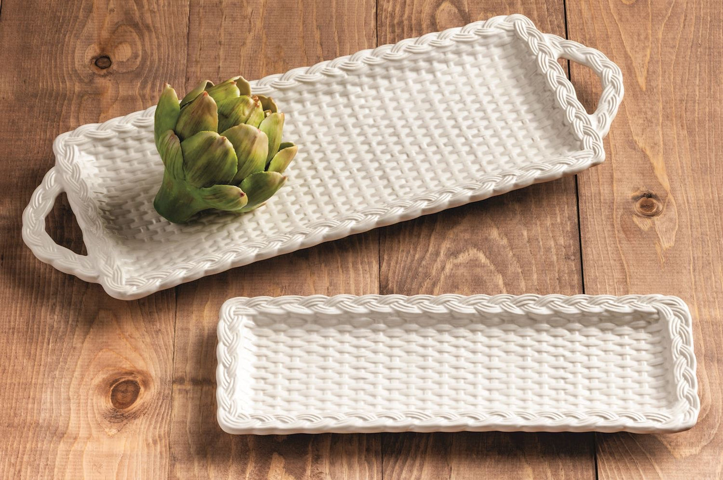 NESTED WOVEN CERAMIC TRAYS
