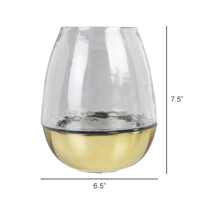 Glass Hurricane with Metal Base