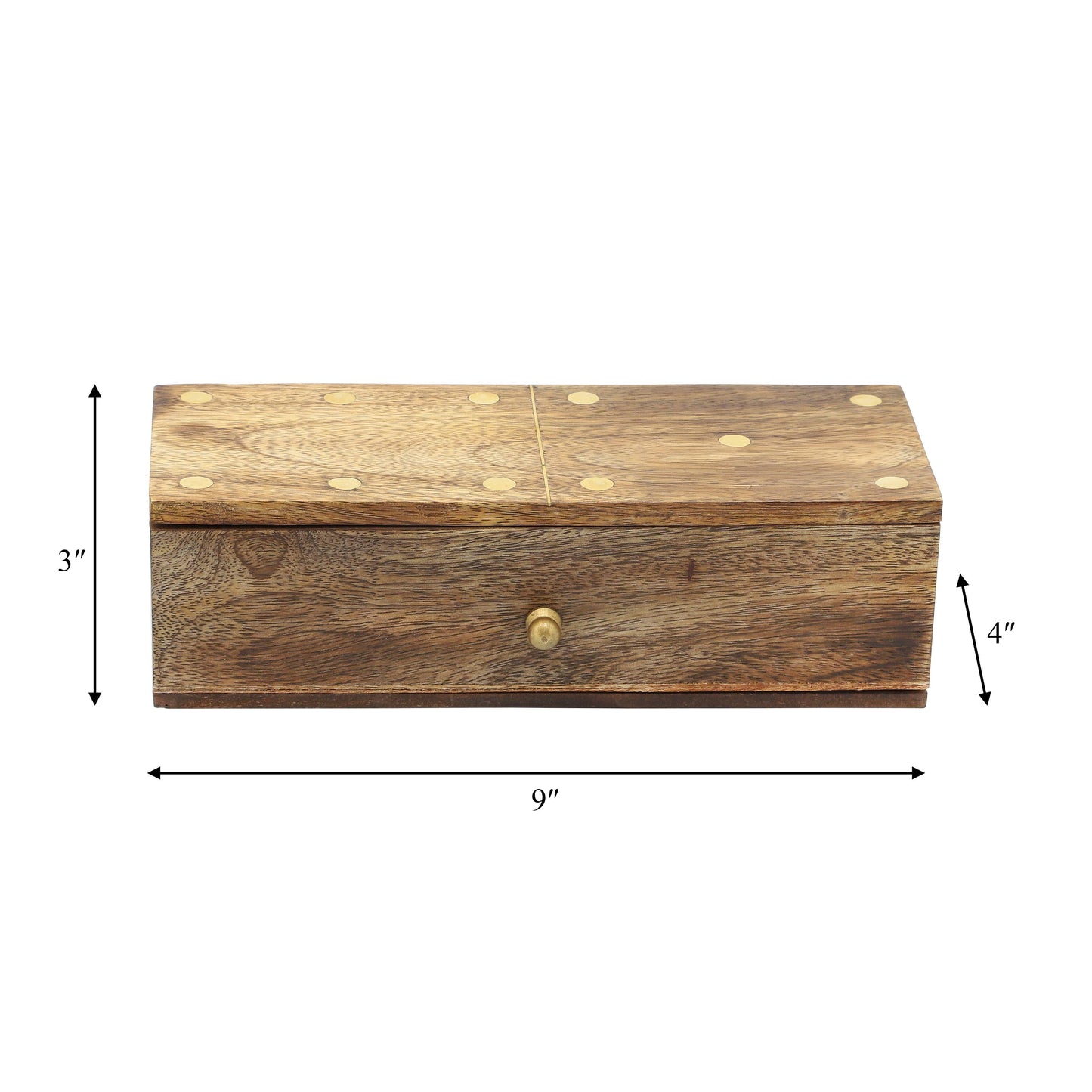 Mango Wood Pull-Out Drawer Domino Game Set