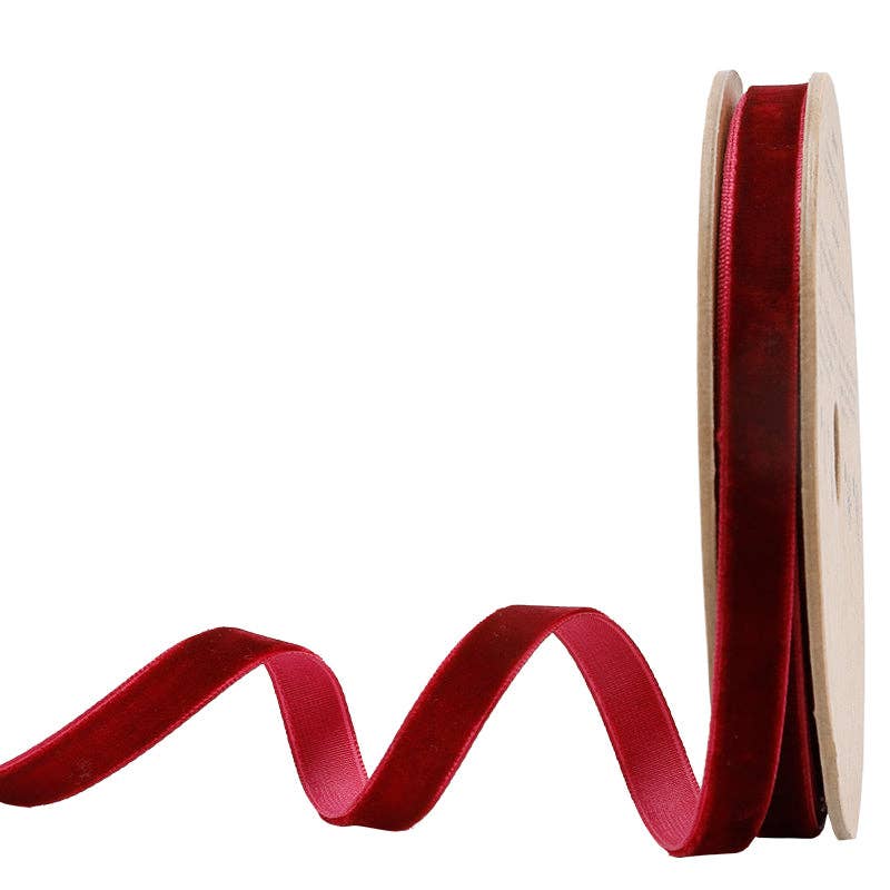23 Colors | 3/8" Velvet Ribbon | 10 Yard Roll: Bordeaux