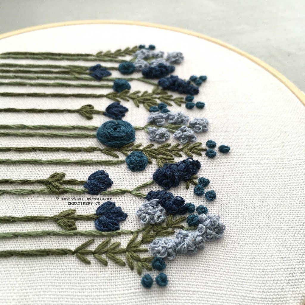 Hand Embroidery Kit - Midnight Wildflowers