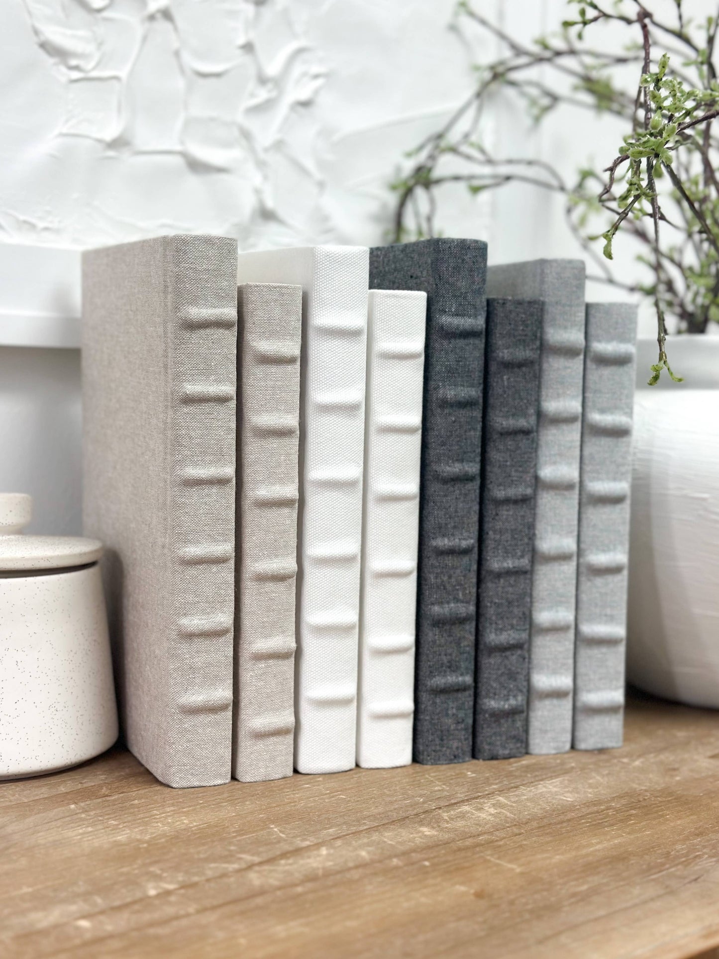 Decorative Book for Shelf Decor -Charcoal Linen Covered