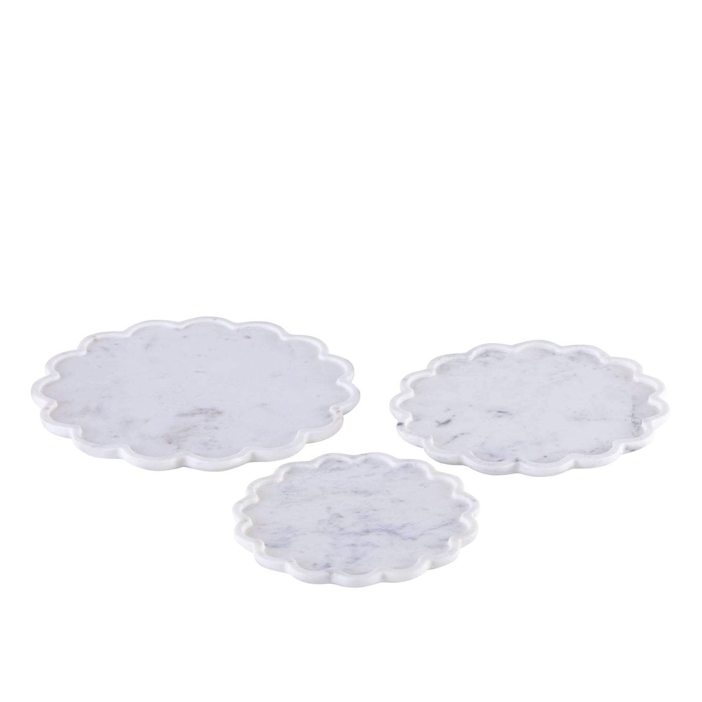 Medium Clover White Marble Round Platter