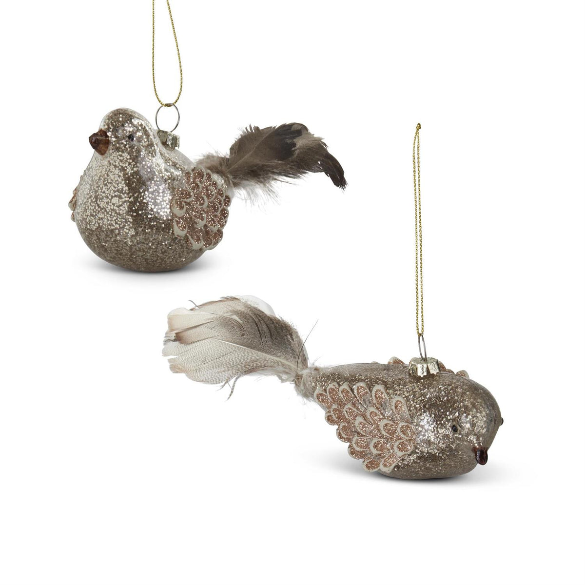 GLITTERED GLASS BIRD ORNAMENT