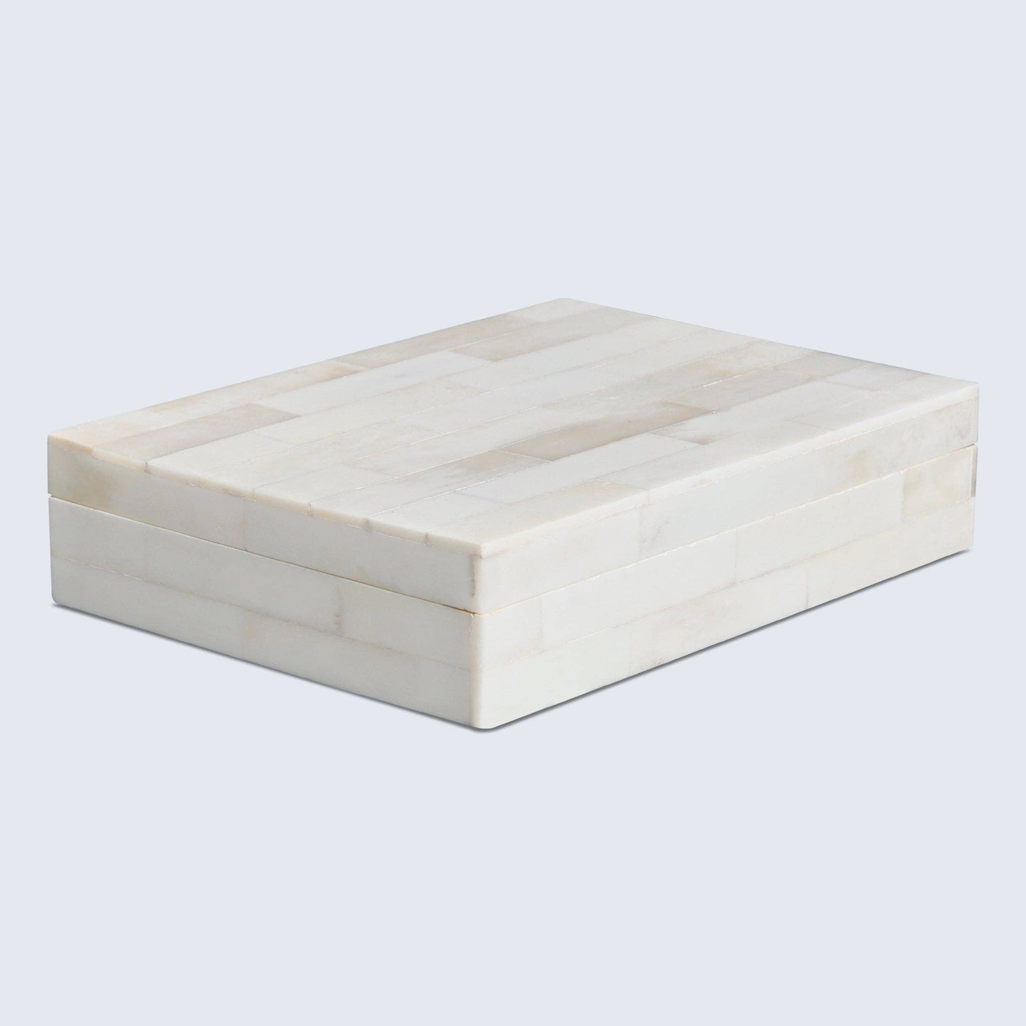 Decorative Box Carved Inspired White 6X8X1.5 Inch: Large