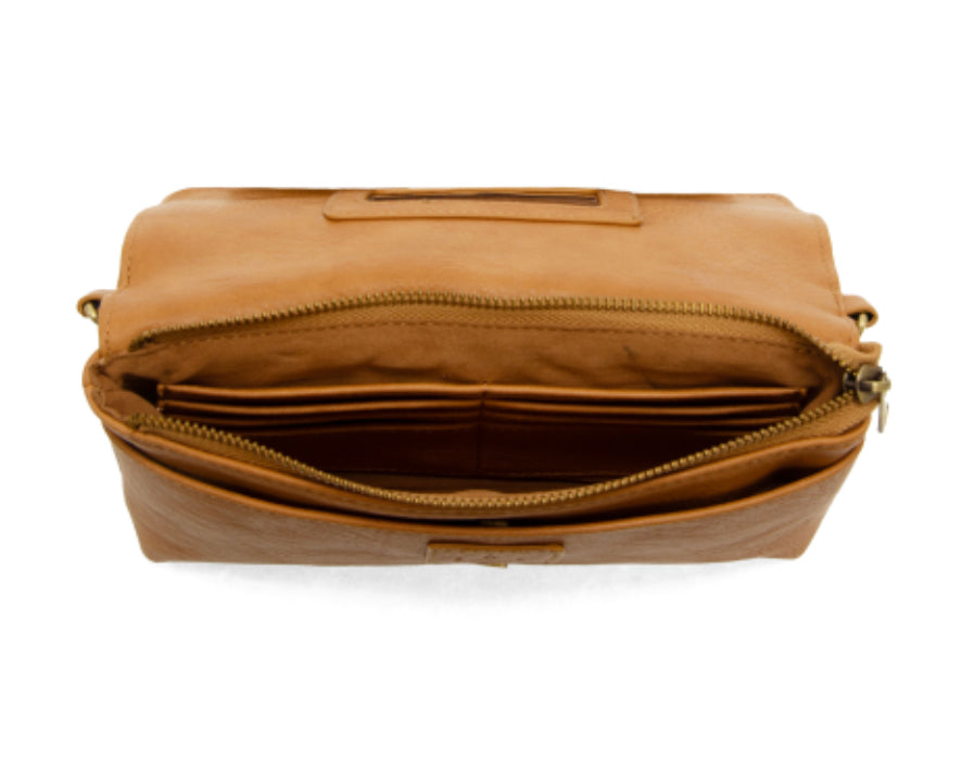 Mid Tan Everly Organizer Flap Crossbody