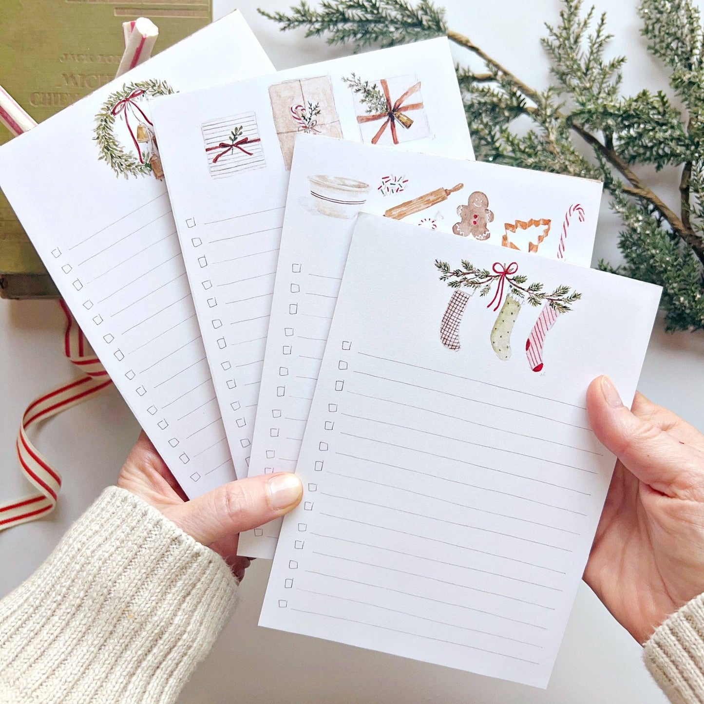 Christmas checklist notepad: Bell wreath