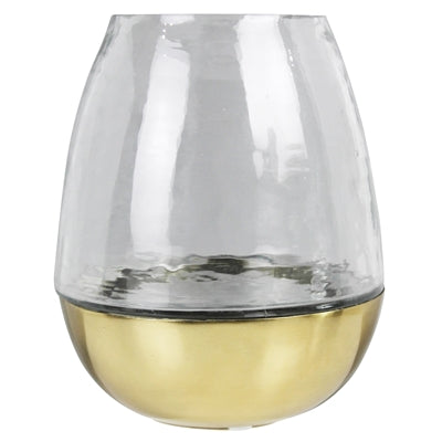 Glass Hurricane with Metal Base