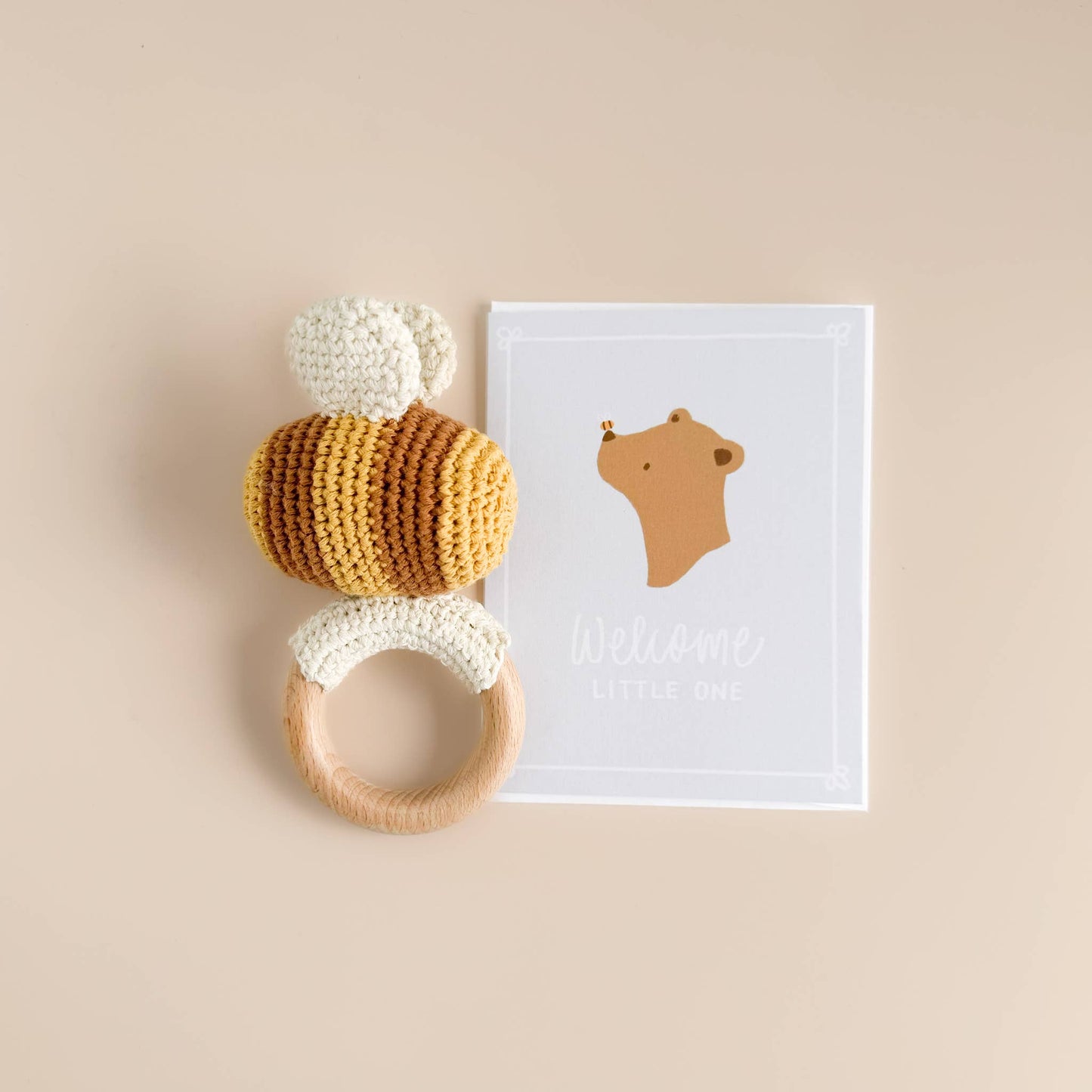 Bee Bear Greeting Card Welcome Baby