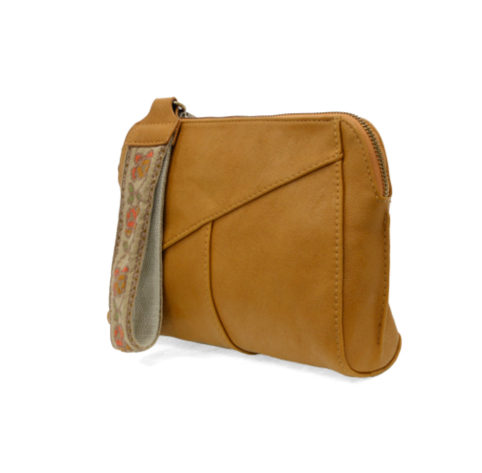 Mustard Gigi Crossbody with Woven Wristlet Strap