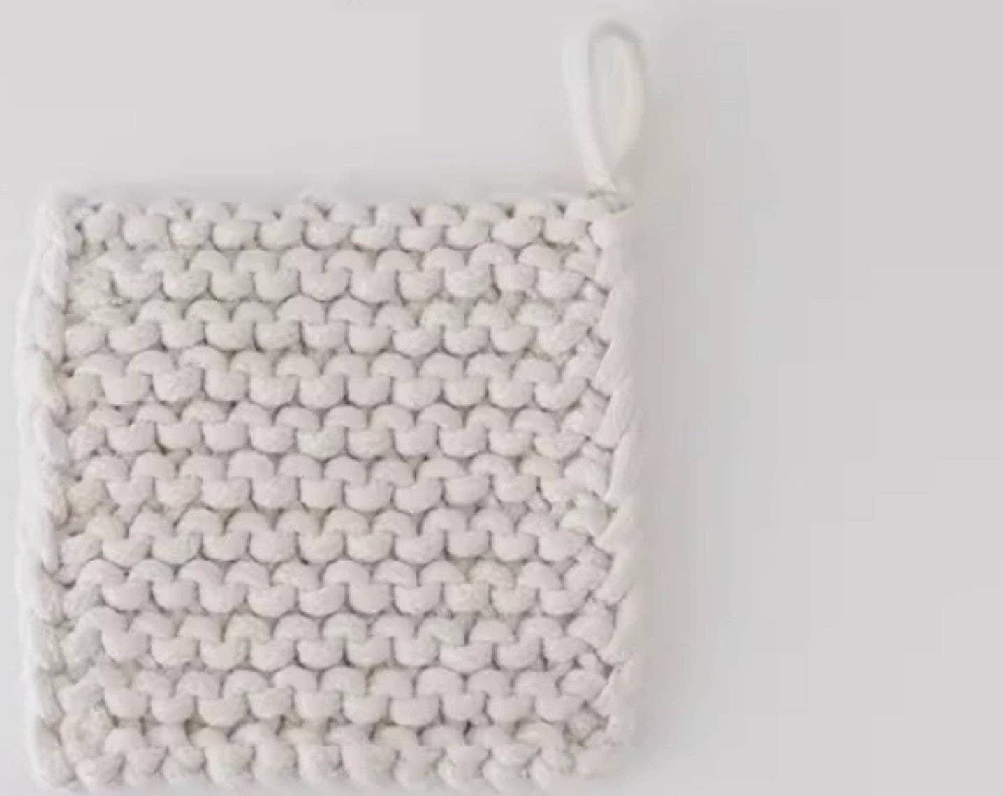 Cotton Crocheted Pot Holder: White Small