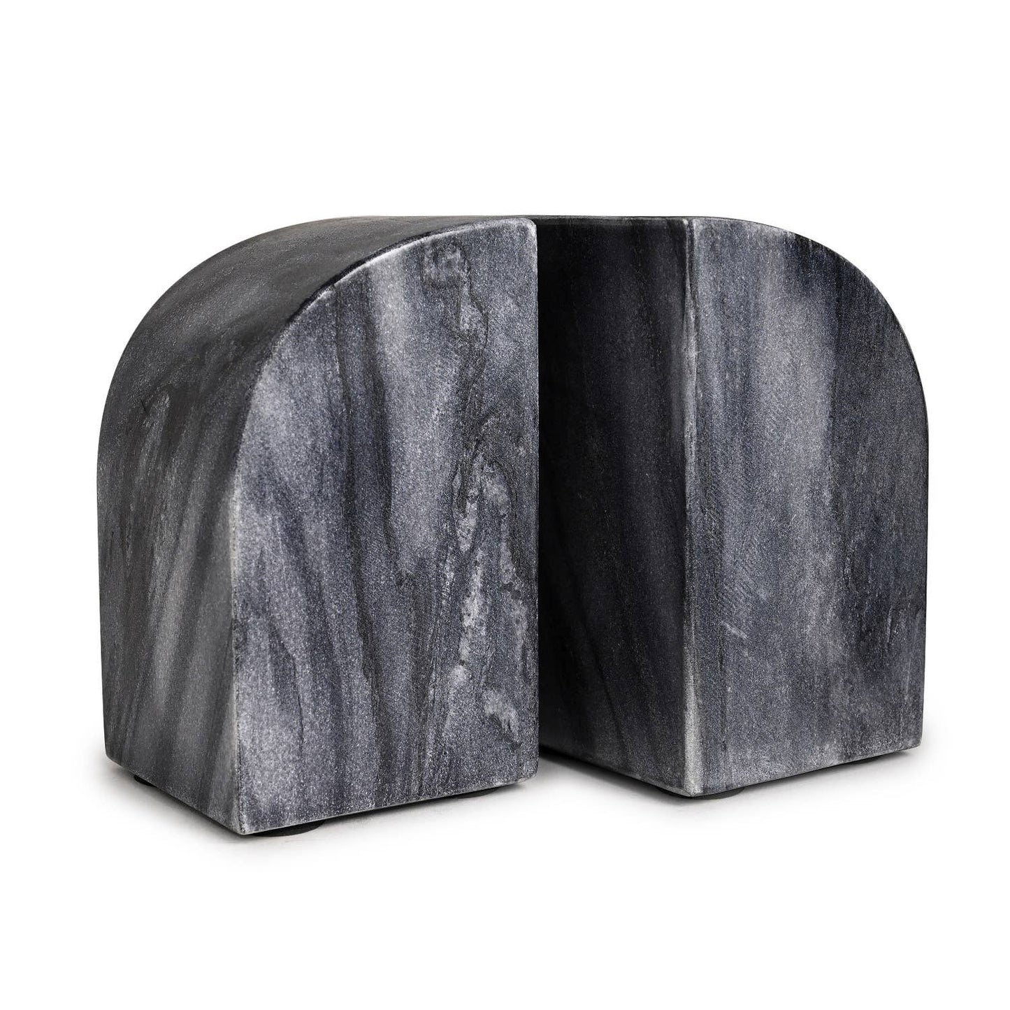 Set of 2 Grey Marble Bookends: Grey / Marble