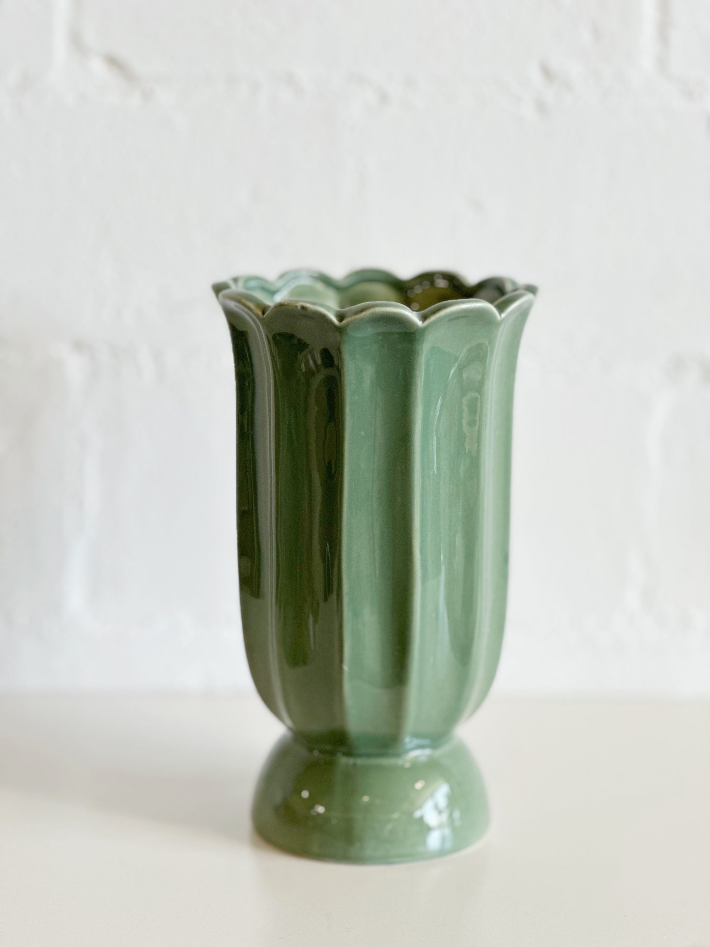 Green Scalloped Vase