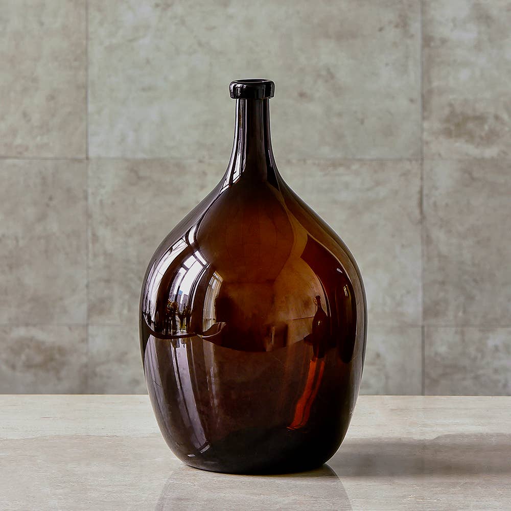 Recycled Glass jug vase,Amber Jar glass vase, Small