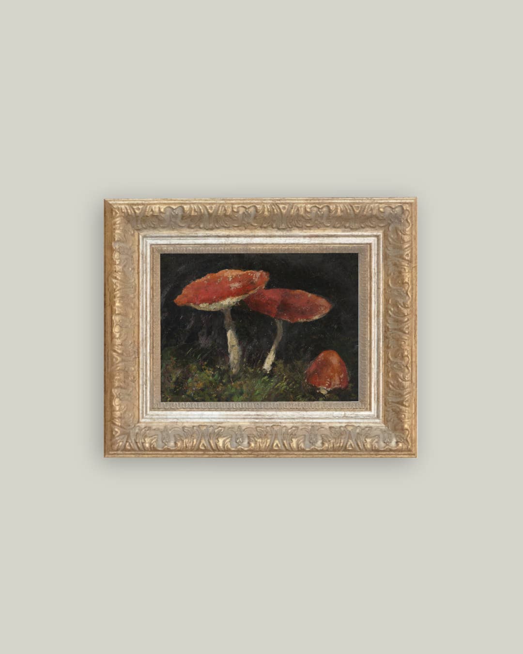 Vintage Mushrooms Framed Antique Art: Mini 9x7